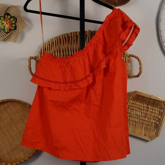 St. Roche One Shoulder Sally Eyelet Blouse Red Womens Size Medium - Picture 2 of 9